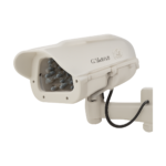 Solar powered dummy security camera with red flashing LED for home surveillance