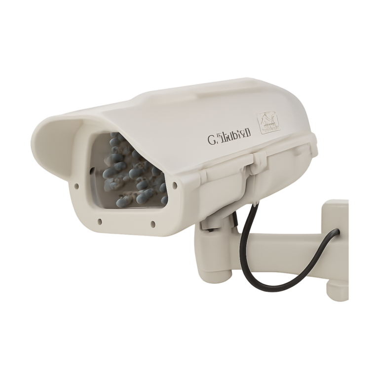 Solar powered dummy security camera with red flashing LED for home surveillance