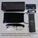 Smart glasses with noise-cancelling microphone and camera lens