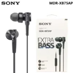 Close-up of Sony MDR-XB75AP in-ear earbud and microphone