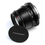 TTArtisan 35mm F1.4 lens showing front glass and lens cap