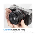 Close-up of TTArtisan 40mm F2 lens aperture ring and focus controls