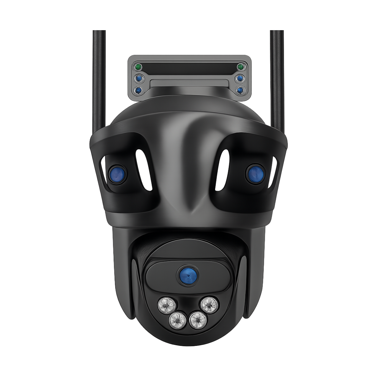 Three Screen WIFI IP Camera Outdoor 4K Dual Lens PTZ Camera Ai Human Detection IP66 Waterproof CCTV Video Security Camera iCsee-bg-clean Three lens 4K outdoor WiFi IP camera with AI human detection and IP66 waterproof housing