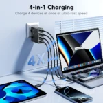 Compact Toocki 140W GaN charger showing four charging ports