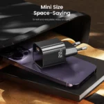 Top view of Toocki 20W GaN USB C fast charger purple color