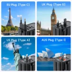 Top angle of Toocki 45W universal travel charger with plug options