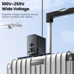 Close-up of Toocki travel adapter USB-C and USB-A ports