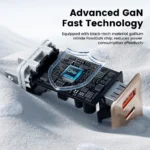 Top view of Toocki 67W GaN fast charger highlighting compact design