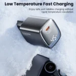 Close-up of LED digital display on Toocki 45W GaN USB-C charger