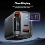 Side view showing USB-A and USB-C ports on Toocki 67W GaN USB charger