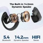 Close-up of MINISO X15Pro ear hook design and earbud