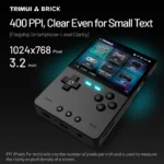 Side view of Trimui BRICK handheld retro gaming console