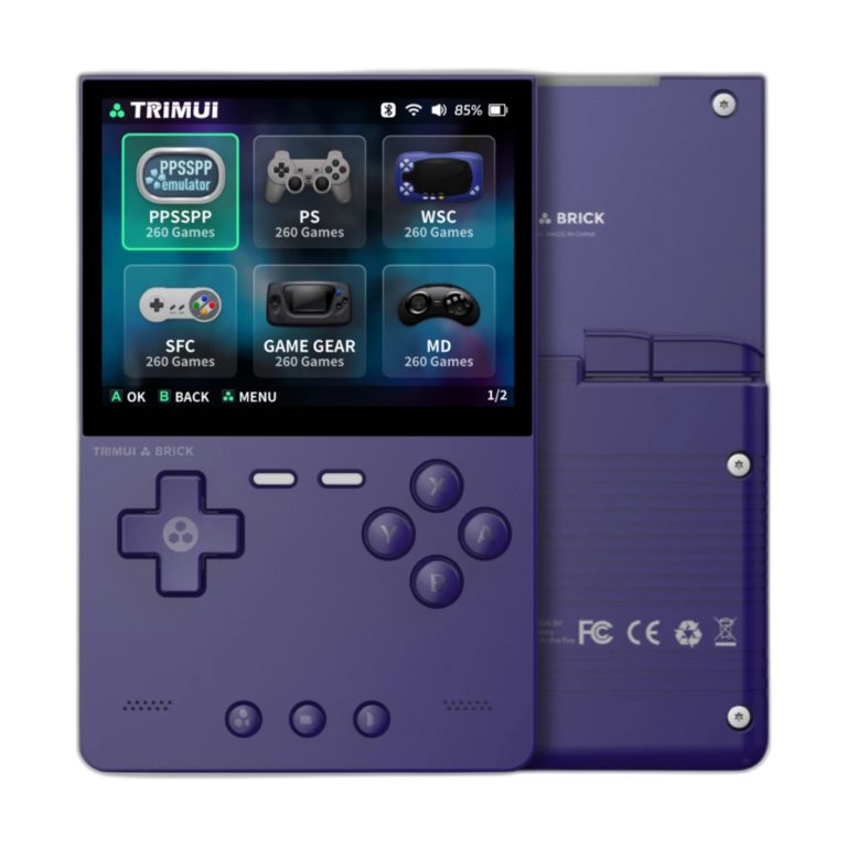 Trimui BRICK handheld console front view with 3.2 inch IPS screen