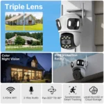 Triple Lens PTZ WiFi Security Camera with Auto Tracking - Image 2