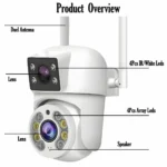 Tuya 8MP outdoor dome camera showing dual lens setup