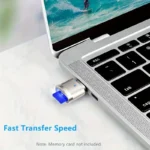 USB-C TF card reader connected to smartphone for data transfer