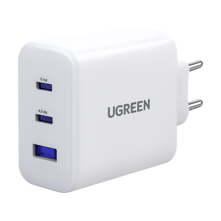 UGREEN 65W PD charger with dual USB-C and USB-A ports for iPhone and laptop fast charging