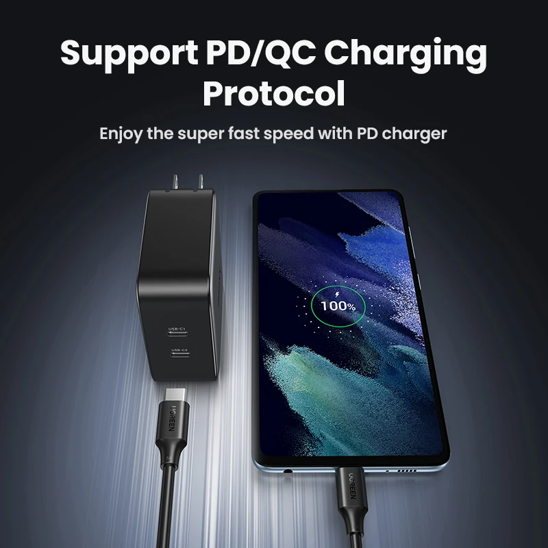 UGREEN USB C to USB C cable charging MacBook and Samsung Galaxy