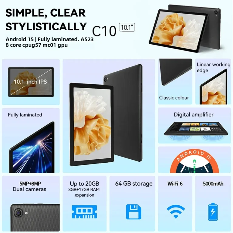 URAO tablet rear view highlighting 8MP camera and design