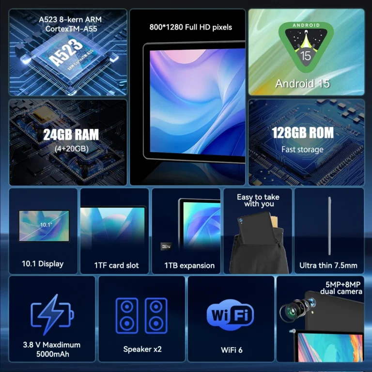 URAO tablet showing side profile with slim design