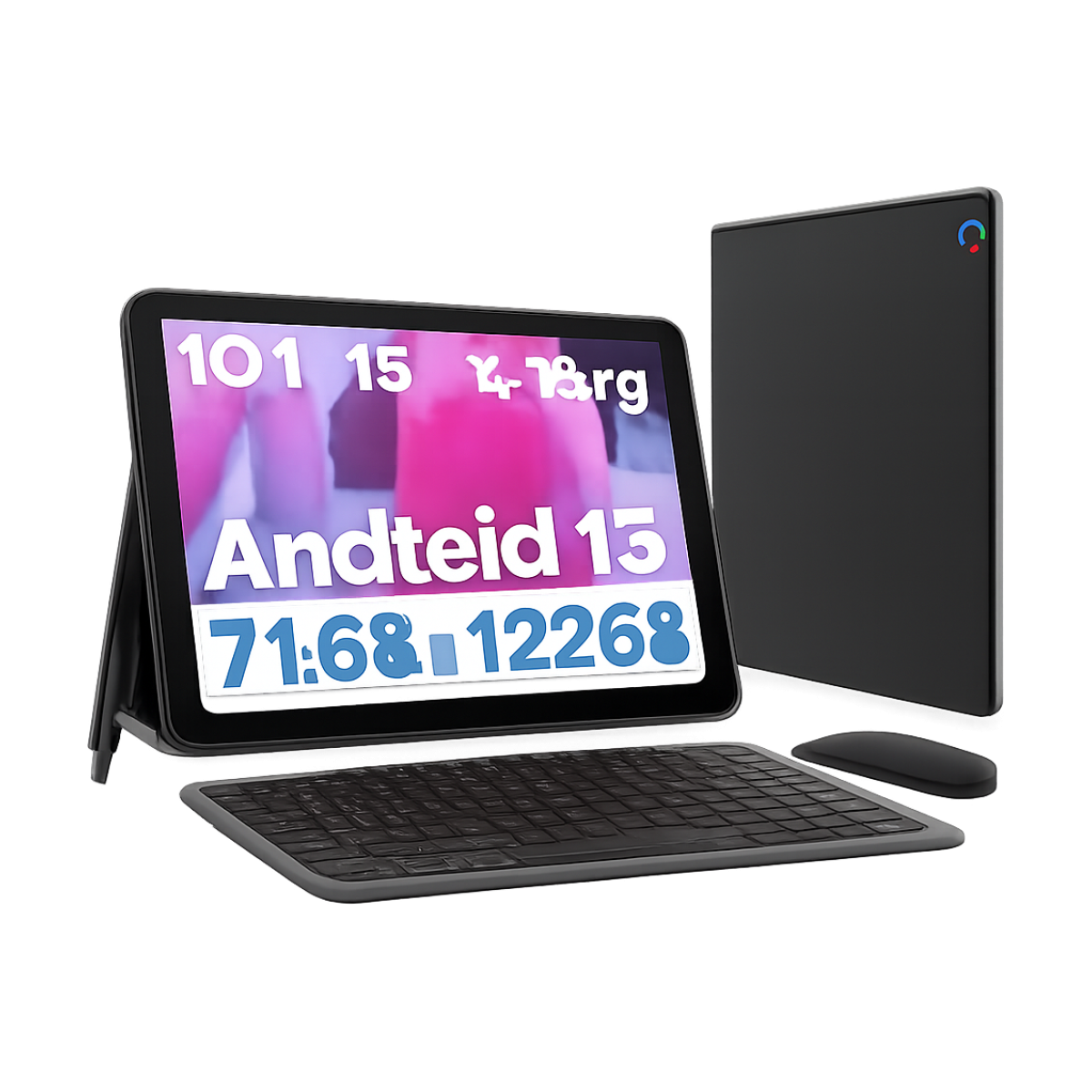 URAO 10 Inch Android 15 Tablet 8 Core Tablets 24GB+128GB 1TB Expansion WiFi6 5MP+8MP Stylus Keyboard Mouse Headphone PC PAD Set-bg-clean URAO 10 Inch Android 15 Tablet front view with screen on