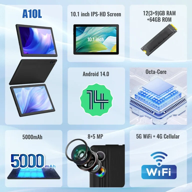 URAO tablet showing keyboard and stylus accessories