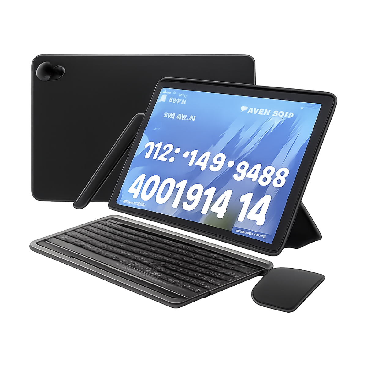 URAO Android 14 Tablet 10 Inch 12GB RAM 64GB ROM Expandable 1TB Widevine L1 5000mAh Stylus Keyboard Mouse Headphones Case Set-bg-clean URAO Android 14 10 inch tablet front view with screen on