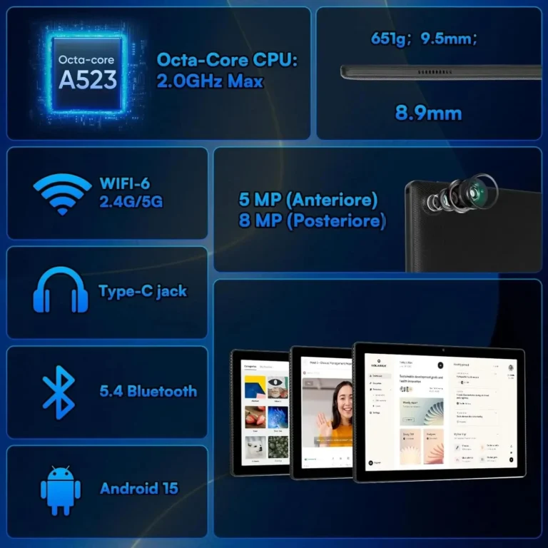 URAO tablet side angle showing slim metal unibody design