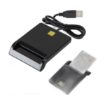 Black USB smart card reader with ABS housing front view