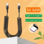Side view of 66W Type-C to Type-C retractable charging cable