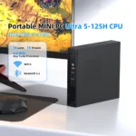Compact Ultra 5 125H Mini PC side angle showing ports