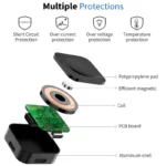 Portable VIKEFON charger showing magnetic attachment for Apple Watch