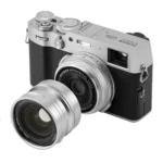 Close-up of lens optics and coatings on VILTROX wide angle adapter