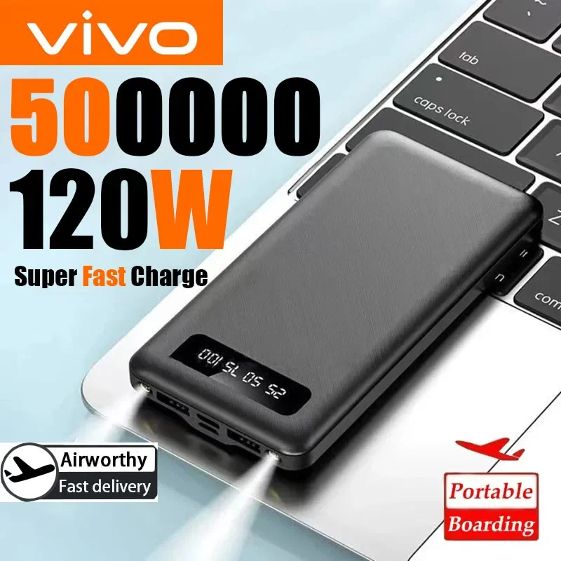 VIVO 200000mAh 120W power bank front view with digital display