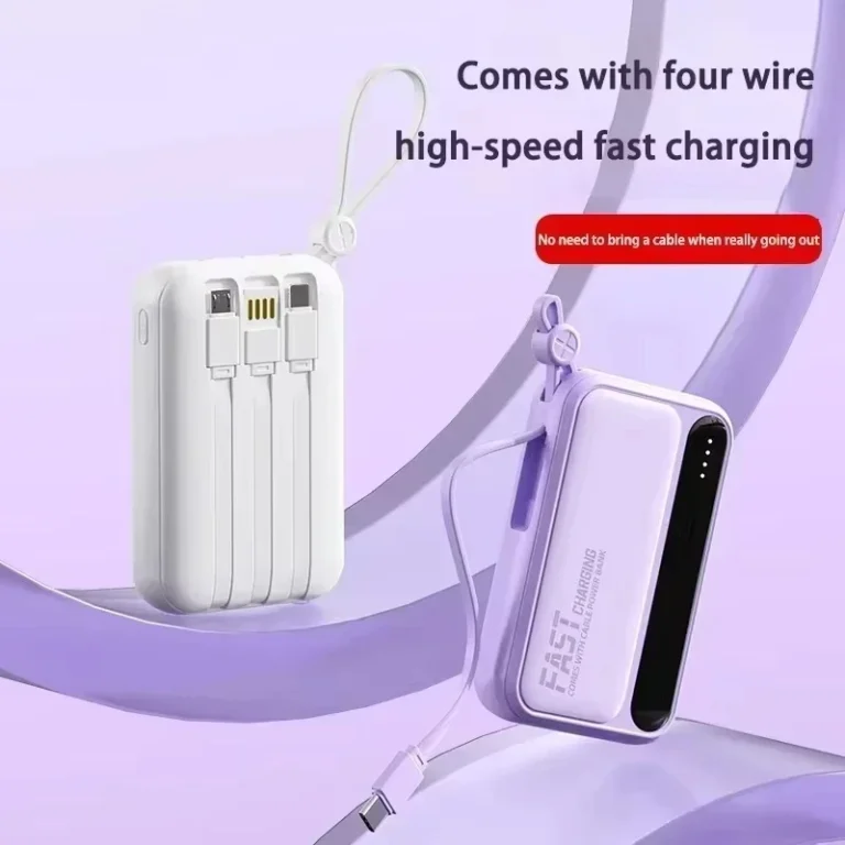 VIVO power bank showing built-in charging cables in multiple colors