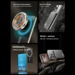 VIVO portable magnetic wireless power bank in black color