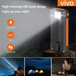 VIVO solar power bank displaying digital battery level