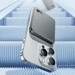 Back view of VIVO magnetic wireless power bank in black