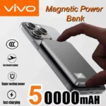 Slim VIVO magnetic power bank attached to smartphone