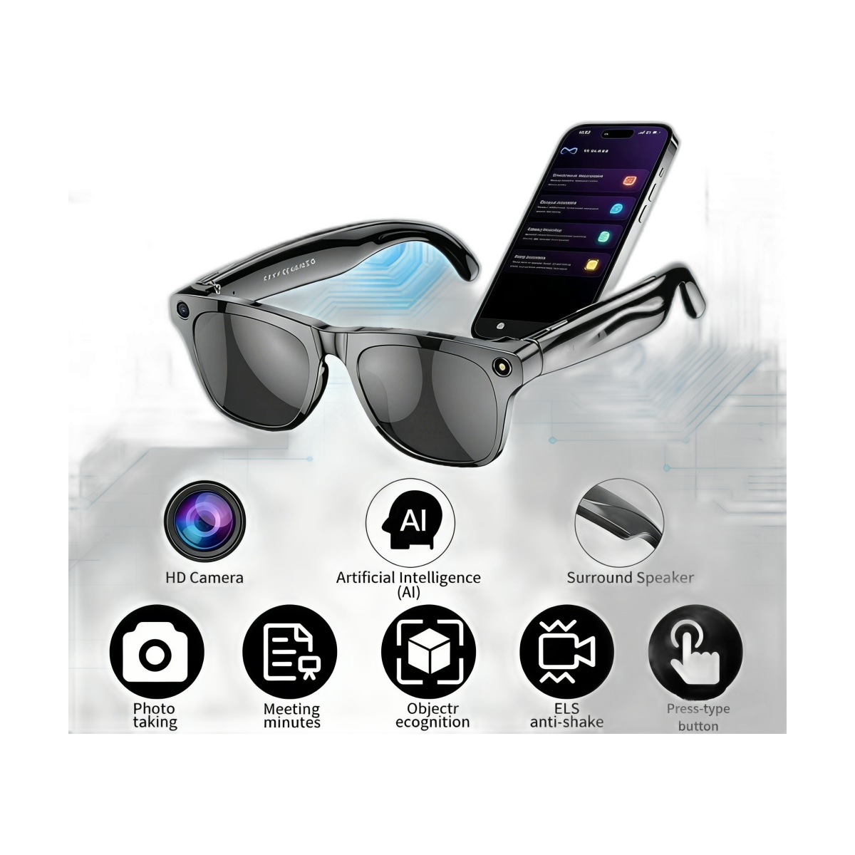 VIVO Smart Al Glasses HD Photochromic Multifunction Bluetooth Calling Voice Assistant Music Player Translate Camera Glasses-bg-clean VIVO AI Smart Glasses with HD dual cameras and Bluetooth calling