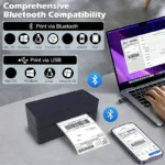 Bluetooth thermal printer angled side view