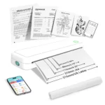 Black wireless inkless A4 label maker printing documents