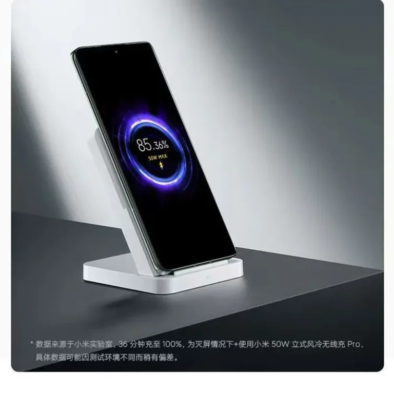 Close-up view of Xiaomi 50W Wireless Charger Pro USB-C port