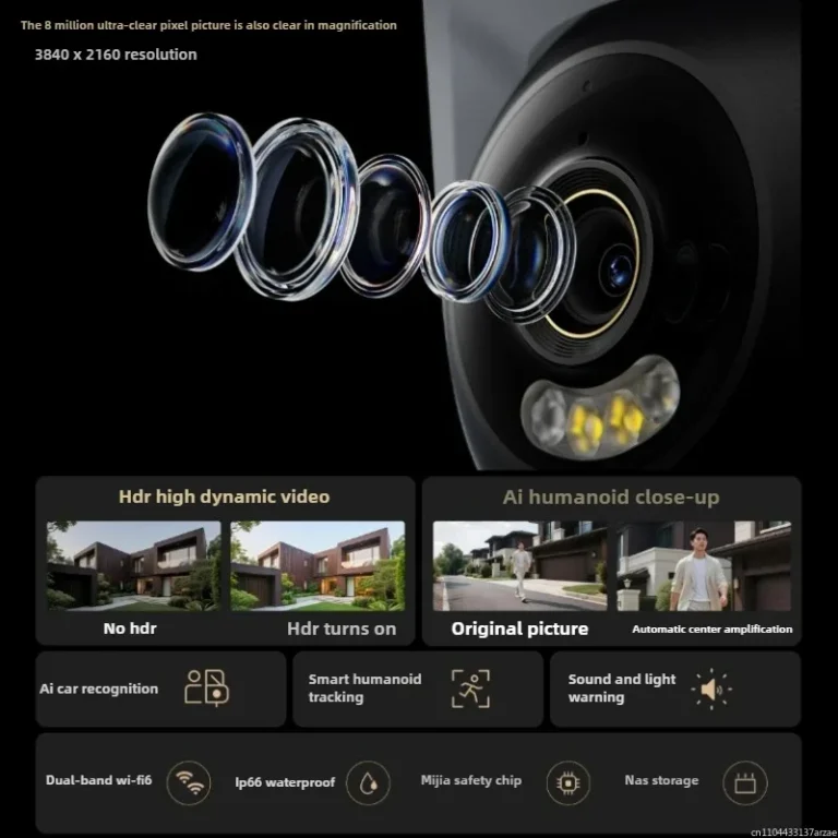 Side angle of Xiaomi Outdoor Smart Camera 4 showing lens