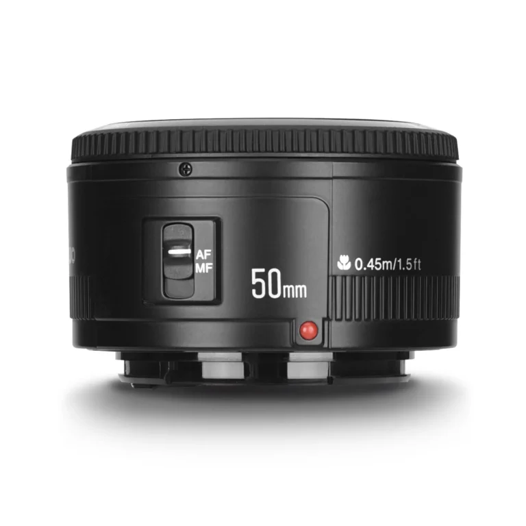 Side view of YONGNUO 50mm F1.8 lens for Canon DSLR