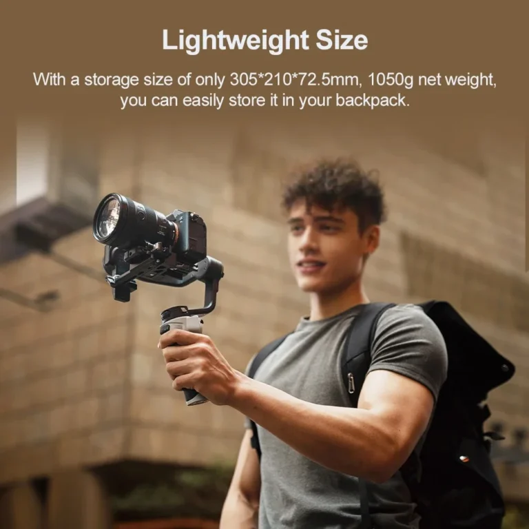Close-up of ZHIYUN WEEBILL 3E gimbal showing ergonomic grip and controls