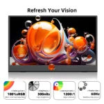 Side angle of ZSUS 13-inch 4K portable monitor showing ports