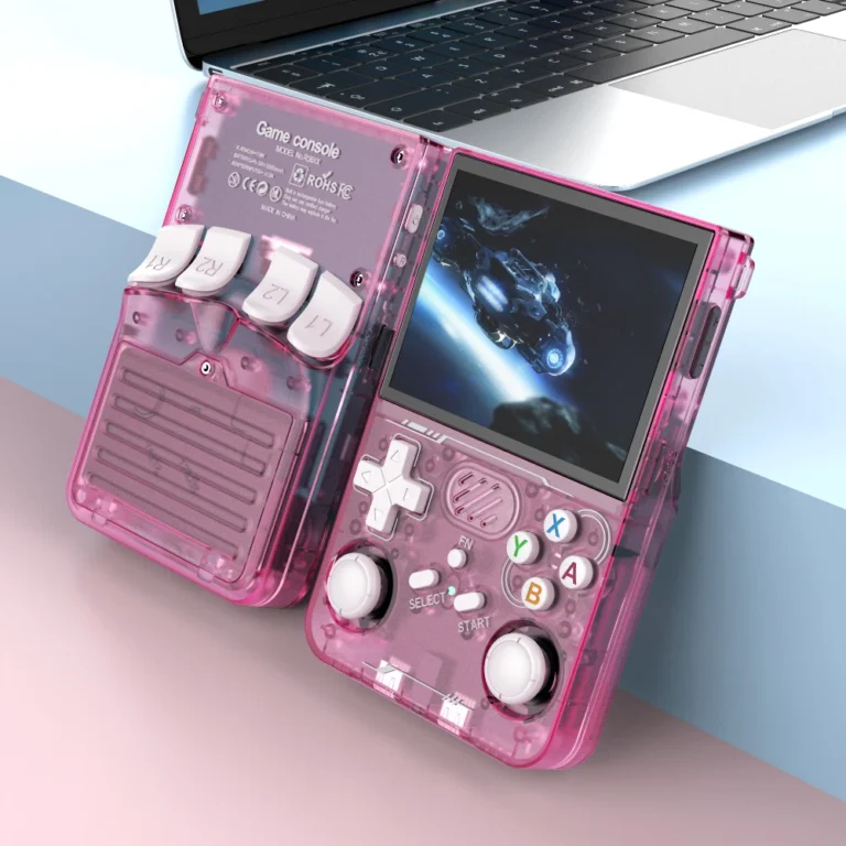 R36XX handheld console showing buttons and controls