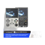 R36XX handheld game console front view with screen on