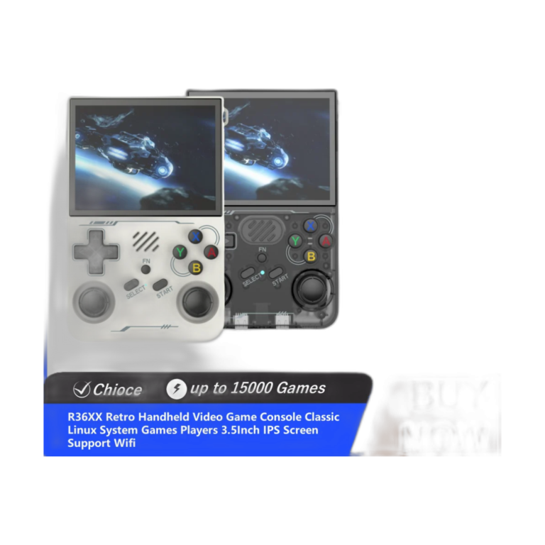 R36XX handheld game console front view with screen on